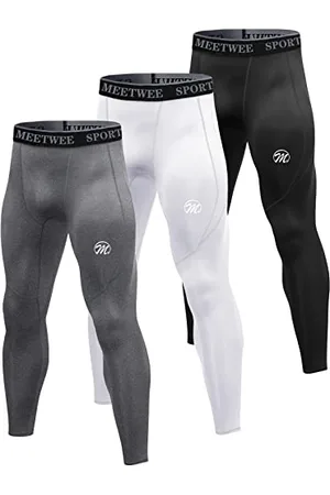 MEETWEE Mens Compression Leggings, Running Tights Cool Dry Base Layer Bottom Sports Pants for Workout Training Jogging