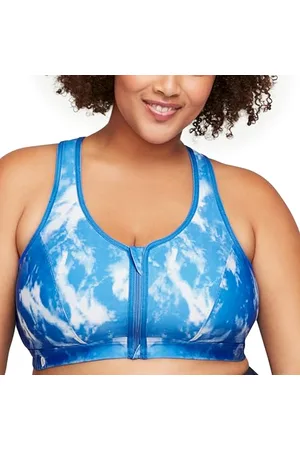 Glamorise Full Figure Plus Size Zip Up Front-Closure Sports Bra Wirefree #9266