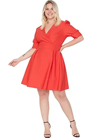 Trendyol Women Plus Size Mini Basic Relaxed Woven Plus Size Dress
