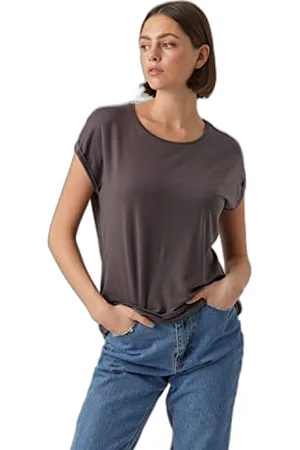 VERO MODA Womens Ava Plain Shirt Sleeve T-Shirt 16
