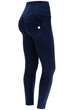 Freddy Shaping Ankle-Length high-Rise WR.UP® Super Skinny Trousers - Dark Jeans-Yellow Seam - Large