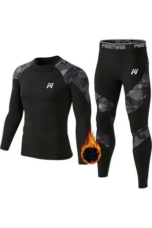 MEETWEE Men’s Thermal Underwear Set, Winter Base Layer Long Sleeve Long Johns Quick Dry Compression Top & Bottom for Sport Skiing Running Hiking