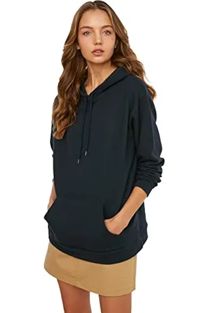 Trendyol FeMan Boyfriend Basic Hood Knit Sweatshirt
