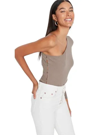 Trendyol Asymmetrical Collar Flat Fitted Bodysuit