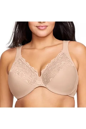 Glamorise Full Figure Plus Size Low Cut Wonderwire Lace Bra Underwire #1240