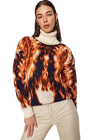 Trendyol FeMan Oversize Basic Turtleneck Knitwear Sweater, ,M