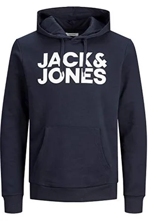 JACK & JONES Corp Logo Hoodie - Navy Blazer Blue - X Large