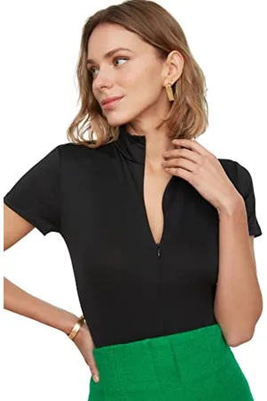 Trendyol FeMan Plain Zipper detailed Thin Knit Bodysuit