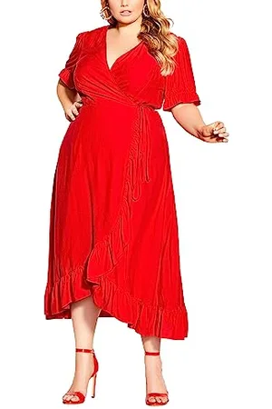 City Chic Plus Size Maxi Festive Ruffle, in , Size, 14
