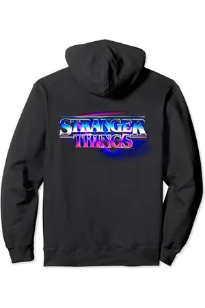 Stranger Things Airbrush Electric Blue Logo Vintage Retro Pullover Hoodie