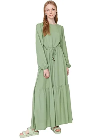 Trendyol Women Modest Maxi Smock Dress Regular Woven Modest Dresses