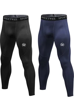 MEETWEE Mens Compression Leggings, Running Tights Cool Dry Base Layer Bottom Sports Pants for Workout Training Jogging