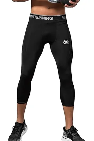 MEETWEE Men’s Compression Leggings 3/4, Running Tights Sports Pants Cool Dry Base Layer Bottom for Workout Training Jogging
