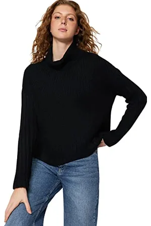 Trendyol FeMan Oversize Basic Turtleneck Knitwear Sweater, ,M