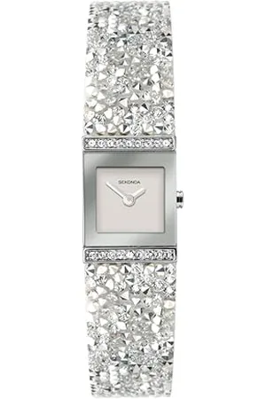 Sekonda Ladies 17mm Square Rocks Analogue Watch with Stone Set Bracelet