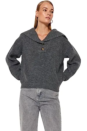 Trendyol FeMan Regular fit Basic Scoop Neck Knitwear Sweater, ,S