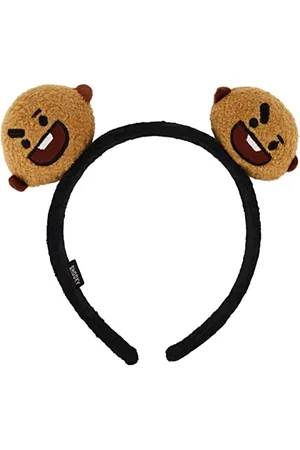 Concept One Bt21 Line Friends 3D Plush Embroidered Womens Headband, Black/Brown, One Size