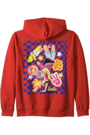 Barbie Skateboarding Invert Trick With Checker Pattern Zip Hoodie
