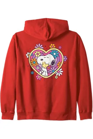 Peanuts Hug Heart Flowers Zip Hoodie