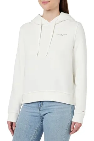 Tommy Hilfiger Women 1985 Rlx Mini Corp Logo Hoodie Pullover Hoody, White, XXL