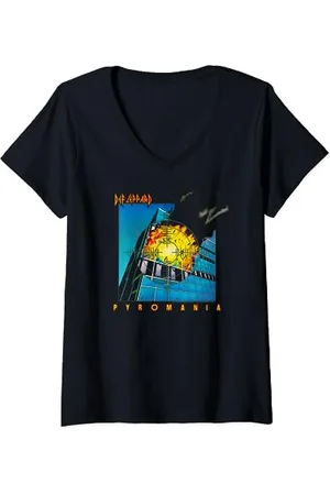 Def Leppard Pyromania Album V-Neck T-Shirt
