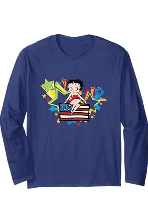 Betty Boop Americana Flag & Stars Long Sleeve T-Shirt