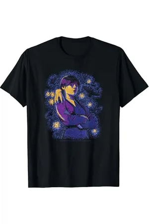 Wednesday & Thing In The Starry Night Vintage Portrait T-Shirt