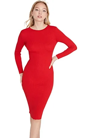 Trendyol Women Glam Midi Bodycon Fitted Knitwear Dress