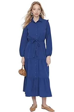 Trendyol Women Modest Maxi Smock Dress Regular Woven Modest Dresses