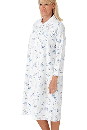 Marlon Womens Candace Brushed Cotton Printed Peter Pan Collar Nightgown, , 24-26