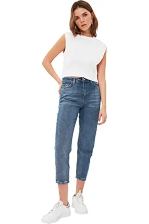 Trendyol Women Petite High Waist Straight Leg Mom Jeans