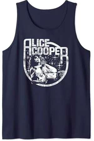 Alice Cooper – Classic Alice Photo On Navy Tank Top