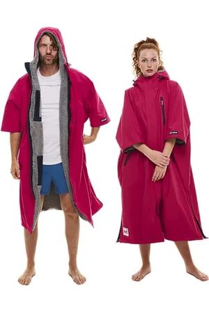 Red Original Unisex EVO PRO Waterproof Short Sleeve Changing Robe, Extra Warm, Dry, Lightweight ( , L)
