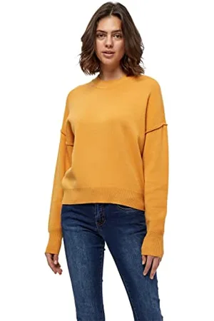 DESIRES Gabi Round Neck Pullover, Yellow Jumpers For Women Uk, Spring Ladies Jumpers, Size S