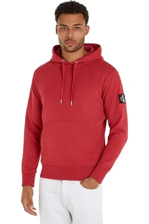 Calvin Klein Men Hoodie Badge, Red , XL