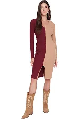 Trendyol Women Midi Basic Fitted Knit Dress