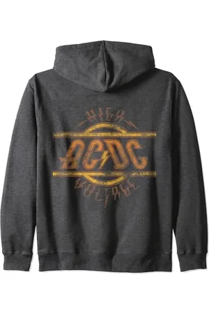 AC/DC ACDC High Voltage Logo Distressed Rock Music Band Zip Hoodie