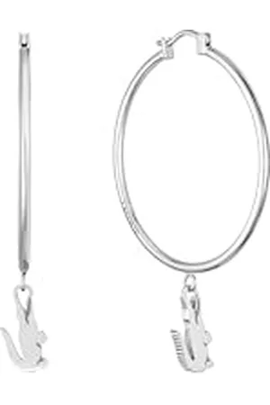 Lacoste For Men and Women CROCODILE Collection Hoop Earrings in Stainless Steel with a Crocodile-Shaped Charm - 2040375