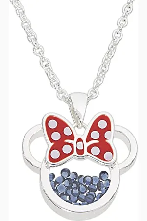 Disney Minnie Plated Brass with Red enamel Bow September Birthstone Floating Stone Necklace CF00308SSEPL-Q.PH
