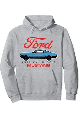 Tom Ford Blue Mustang American Muscle Car With Red Logo Pullover Hoodie