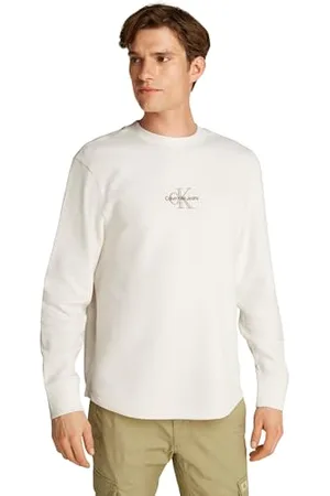 Calvin Klein Men’s Monologo Waffle Round Neck Sweatshirt