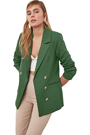 Trendyol Women Plus Size Regular fit Double-Breasted Lapel Collar Woven Jacket