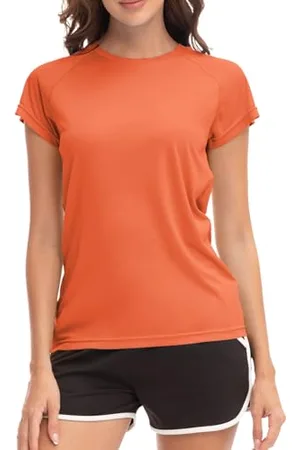 MEETWEE Swim Shirts for Women, Short Sleeve T Shirt Athletic Casual Tops Quick Dry UPF 50+ Running Surfing Workout Yoga Sun Tee Shirts