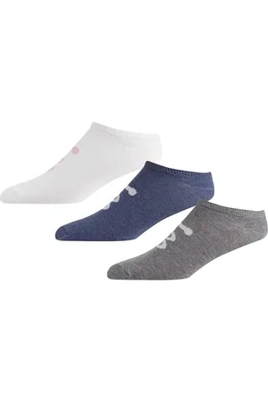Lee Womens Ankle Socks in Denim/White/Grey | Low Rise Designer Trainer Sock | Soft Breathable Cotton Mix - Size 4-7 Multipack of 3