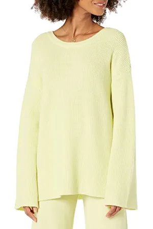 THE DROP Alice Crewneck Back-Slit Ribbed Pullover Sweater, , XXL