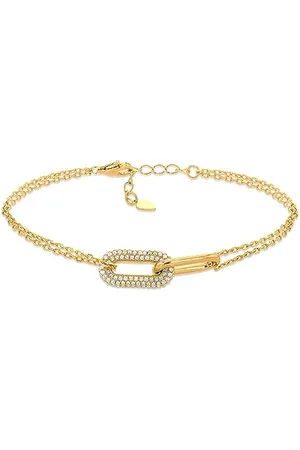Amazon Gold Gilded Sterling Silver Pave Link Bracelet
