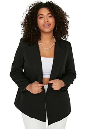Trendyol Women Plus Size Regular fit Double Breasted Lapel Collar Woven Plus Size Jacket