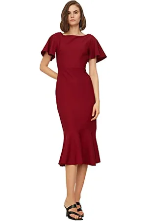 Trendyol Women Basics Midi A-line Regular fit Woven Dress