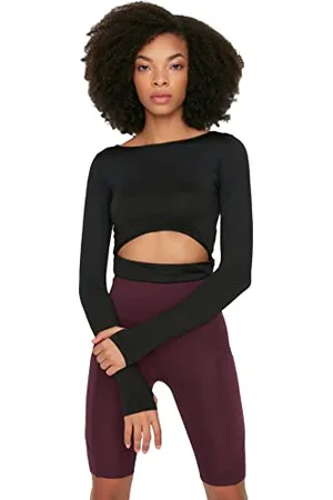 Trendyol Women Sportswear Fitted Basic Crew Neck Knitted Blouse