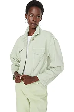 Trendyol Women Regular fit Biker Jackets Shirt Collar Denim Jacket